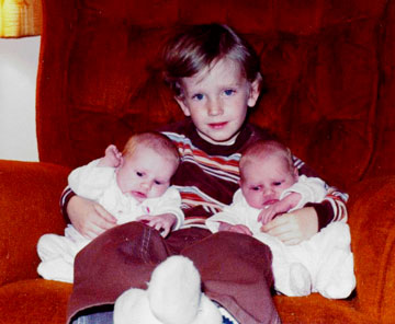 Our son with the twins, 1982